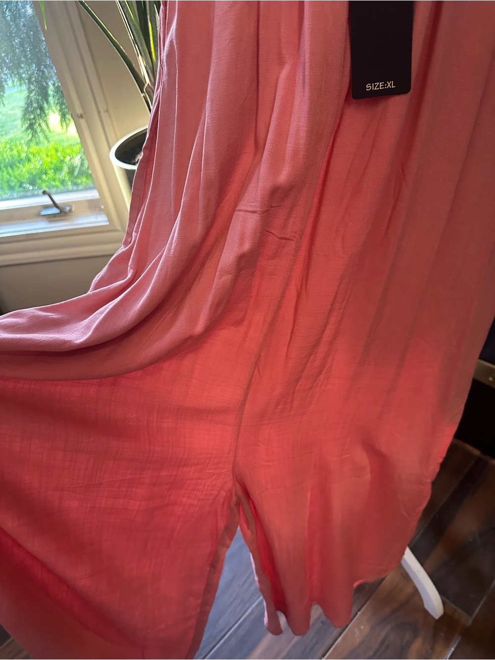 NWT SHINESTAR CORAL ROMPER PANTS BOHO pockets wide leg resortwear jumpsuit Sz XL - Picture 5 of 9